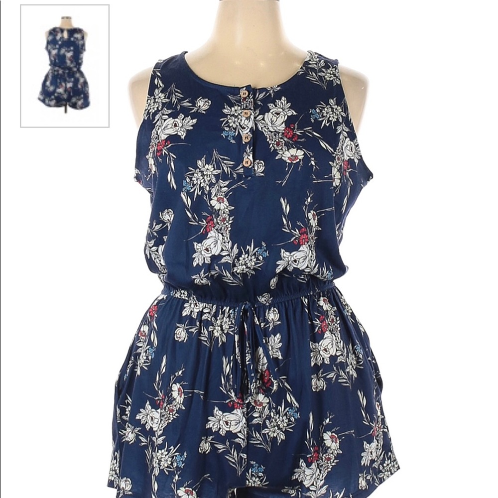 Blue Spring Floral Romper